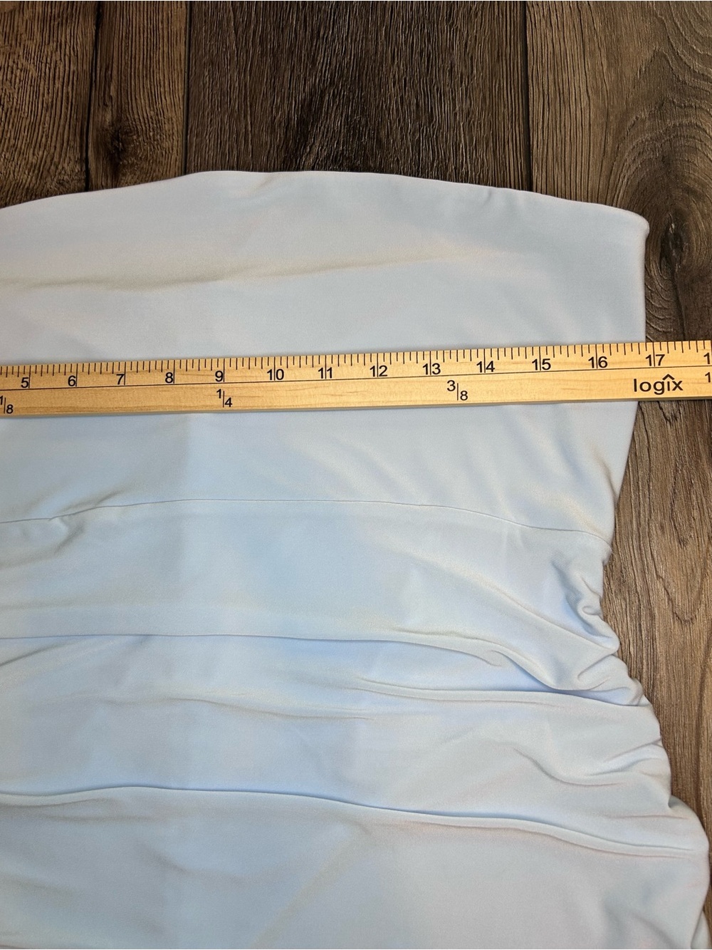 Club L London Baby Blue Strapless Ruched Maxi Dress Side Slit US 12 UK 16 - Picture 8 of 16